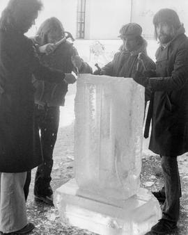 Photograph of Students Making an Ice Sculpture