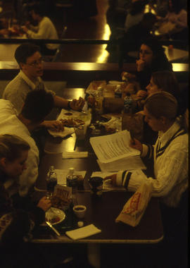 A photograph of students in the Pipe cafeteria
