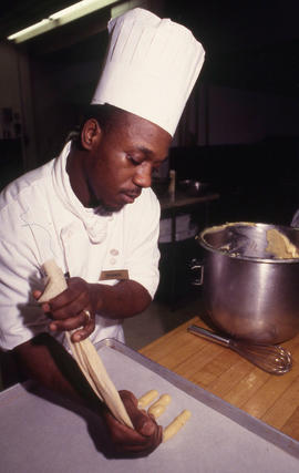 Photograph of culinary student at work