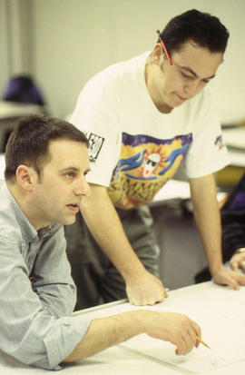 Photograph of students in the Graphic Arts program