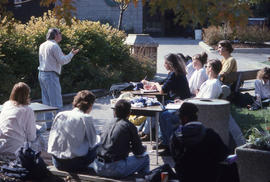 Photograph of a Professor Teaching Outside