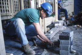 Photograph of a Landscaping Student Working on a Display