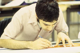 Photograph of a Design Foundations student at work