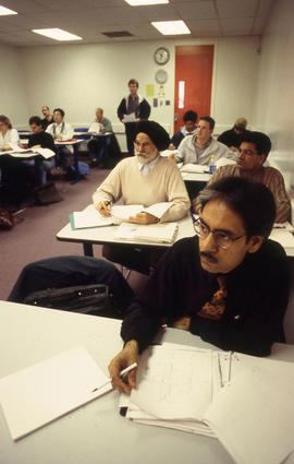 A photograph of students in class