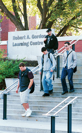Photograph of students on the steps of Robert A Gordon Learning Centre