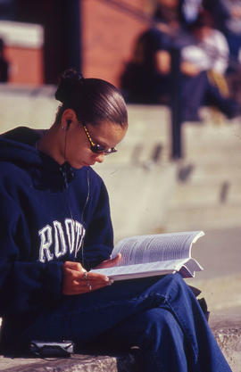 Photograph of student studying