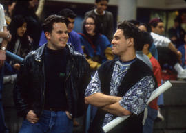 Photograph of two students in the Student Centre