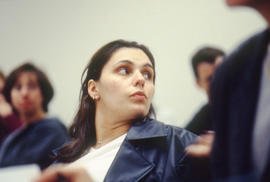 A photograph of a student in class