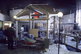 Photograph of landscaping students working on assignment