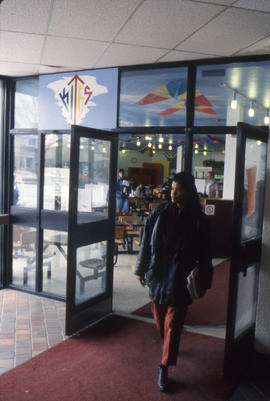 Photograph of People Exiting the Kites Cafeteria
