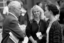 Photograph of D.M Thomas at a creative writing workshop