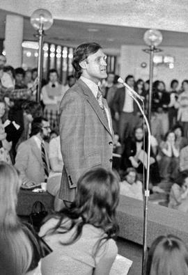 Photograph of Stephen Lewis Speaking to Staff and Students in an Open-Forum Discussion in the Nor...