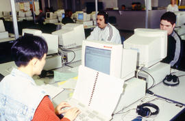 Photograph of students working on assignments