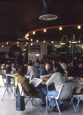 Photograph of a bustling cafeteria at Lakeshore campus