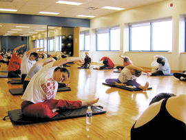 Photograph of students exercising