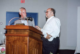 Photograph of Eric Wright and Greg Gatenby at the Creative Writing workshop