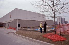 Photograph of early stage construction of the pool