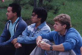Photograph of students watching an event