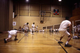 Photograph of students playing badminton