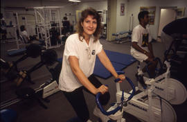 Photograph of a Staff Member Using Gym Equipment in the Gym