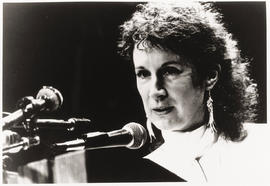 Photograph of Margaret Atwood at a Creative Writing workshop event