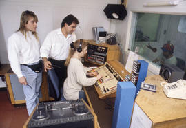 Photograph of Radio broadcasting students in the Humber Radio studio