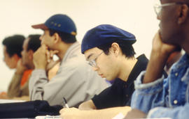 A photograph of students in class