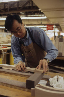 Photograph of woodwork student