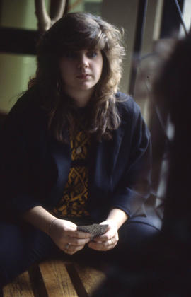 Photograph of student playing cards