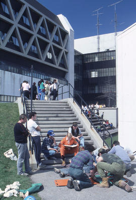 Photograph of First Aid training outside K building