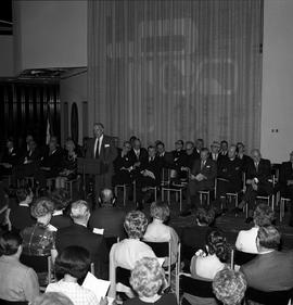 Photograph of Gordon Wragg Speaking at the Official Opening of the Phase II buildings