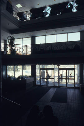 A photograph of the interior of the Main Entrance and Library atrium