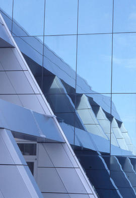 Photograph of reflections on the N building