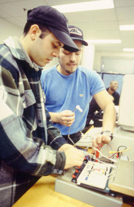 Photograph of students in the Electronics program