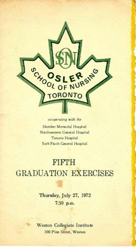 Programme for the Fifth Annual Graduation Exercises of the Osler School of Nursing