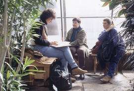 Photograph of students meeting in the Greenhouse