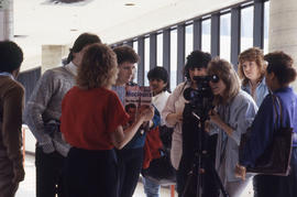 Photograph of students recording with a video camera