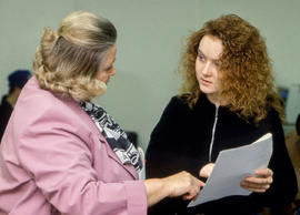 Photograph of faculty member Joan Dancy and student