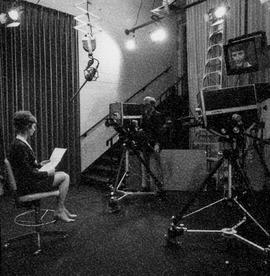Photograph of Kelly Jenkins Filming Beverley Jemmett in the IMC Television Studio