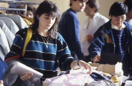 Photograph of students at a bookstore sale