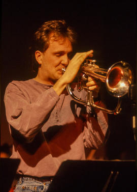 Photograph of  student musician playing the flugelhorn