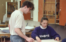 Photograph of students completing assignments in the Industrial Design workshop