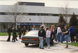 Photograph of Humber North Campus registration entrance used as a filming set