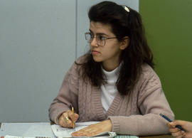 Photograph of a student in a math contest in Seventh Semester