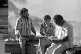 Photograph of Austin Clarke at a creative writing workshop