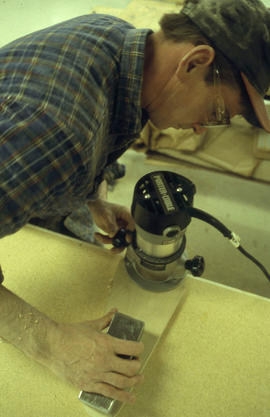 Photograph  of a student in the Cabinet Making / Woodworking program