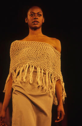 Photograph of a model at Synthesis fashion event