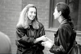 Photograph of Ann Beattie and an unknown person
