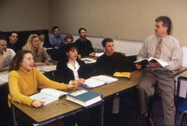 Photograph of an instructor in the classroom