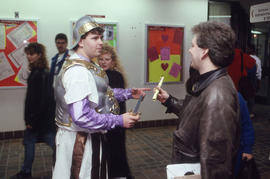 Photograph of a student dressed in roman-style costume